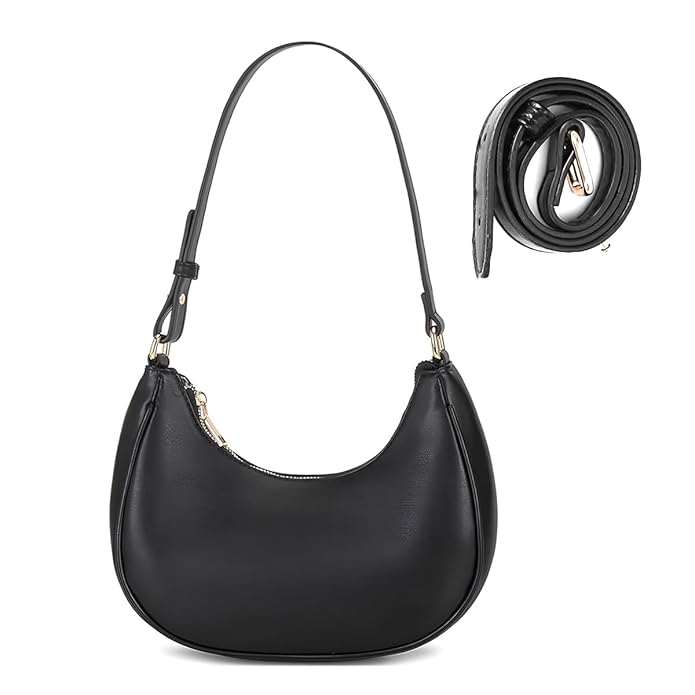 Slingsy PU Hobo Bag for Women Dainty PU Shoulder Bag Evening Bag Fashion Casual Bag Zip-up Shoulder Bag, 24x7.5x25cm