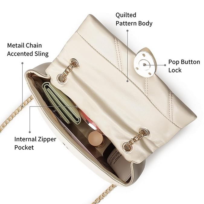 Slingsy Casual Sling Bag with Magnetic Closure for Girls, Medium Size with Internal Zipper, Made with Premium Faux Leather, Versatile and Durable Design