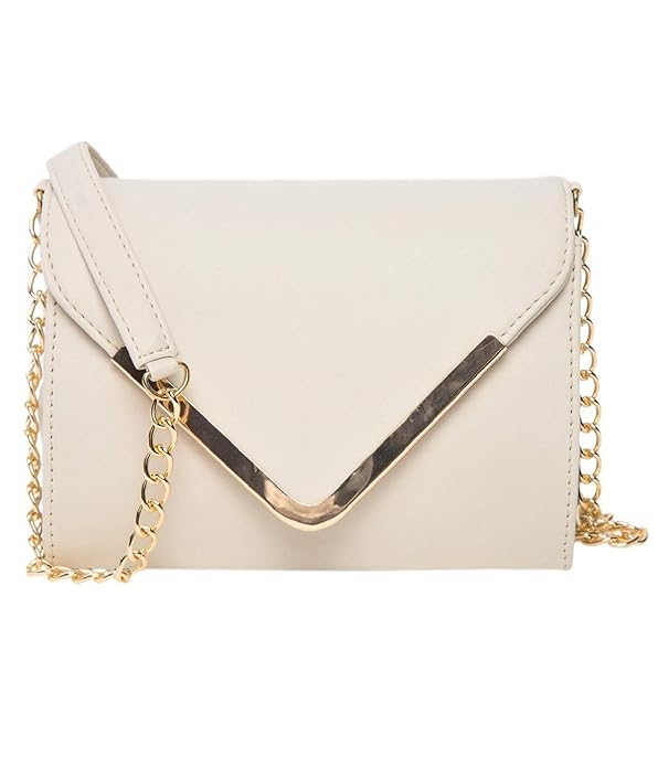 Slingsy women girls V-flap crossbody sling bag with gold chain